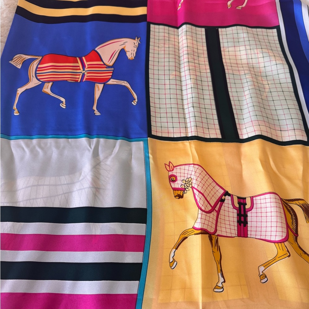 Hermes Multicolor Horse Print Scarf - Picture 6 of 6
